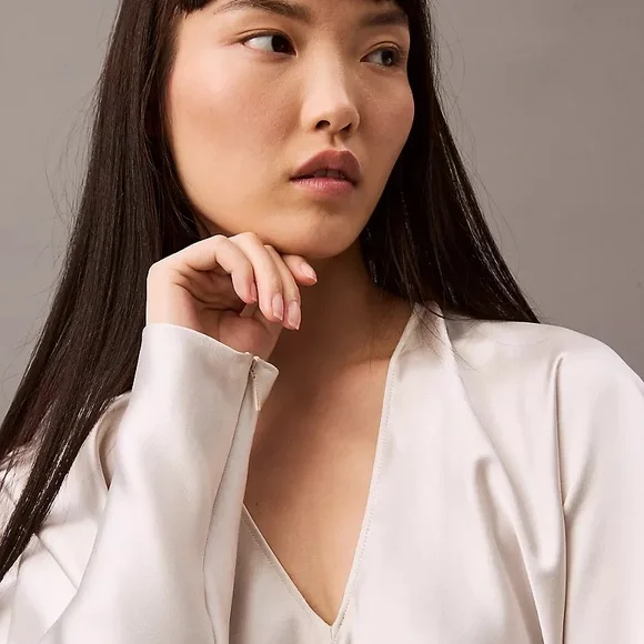 Satin V-Neck Blouse - Picture 4 of 12